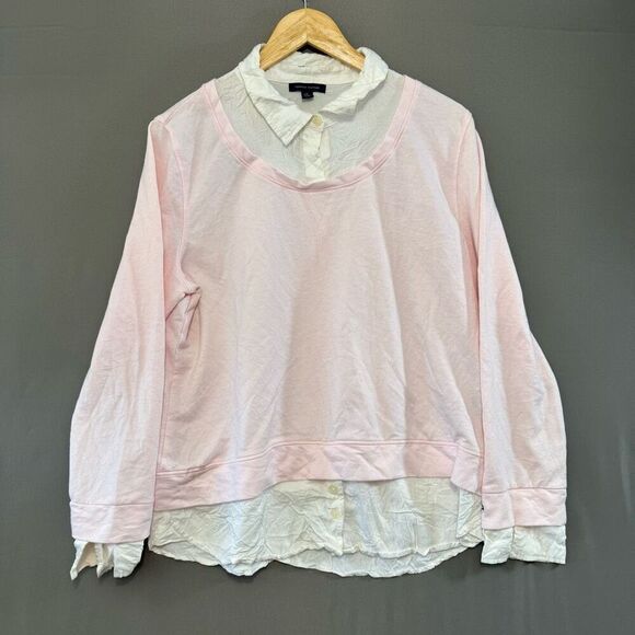Tommy Hilfiger Women’s Pink Crewneck Size XL Cotton Polyester Rayon Preppy Style - Picture 1 of 15